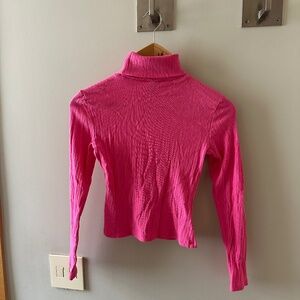 Shein Hot Pink Cropped Turtleneck Shirt